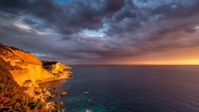 Falaises Bonifacio Campu Rumanilu Coucher Soleil