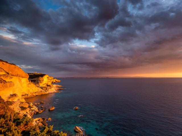 Falaises Bonifacio Campu Rumanilu Coucher Soleil