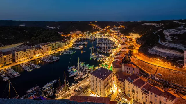 Vue Marina Nuit Ete Bonifacio