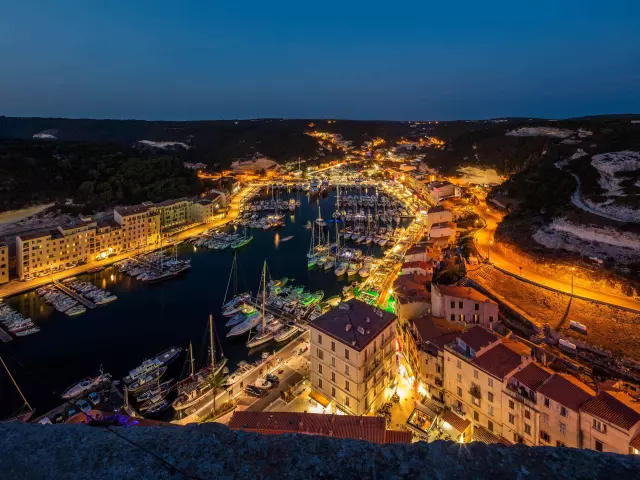 Vue Marina Nuit Ete Bonifacio